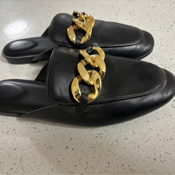 Black Loafer Flats with Gold Detailing - Picture 3 of 9